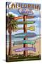 Los Angeles, California - Destination Sign-Lantern Press-Stretched Canvas