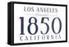 Los Angeles, California - Established Date (Blue)-Lantern Press-Framed Stretched Canvas