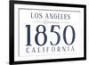 Los Angeles, California - Established Date (Blue)-Lantern Press-Framed Art Print