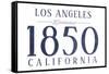 Los Angeles, California - Established Date (Blue)-Lantern Press-Framed Stretched Canvas