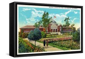 Los Angeles, California - Exposition Park, Exterior View of Museum-Lantern Press-Framed Stretched Canvas