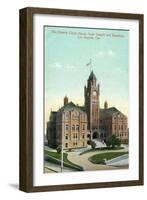 Los Angeles, California - Exterior View of County Court House from Temple and Broadway-Lantern Press-Framed Art Print