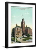 Los Angeles, California - Exterior View of County Court House from Temple and Broadway-Lantern Press-Framed Art Print