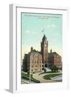 Los Angeles, California - Exterior View of County Court House from Temple and Broadway-Lantern Press-Framed Art Print