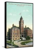 Los Angeles, California - Exterior View of County Court House from Temple and Broadway-Lantern Press-Framed Stretched Canvas