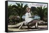 Los Angeles, California - Girl Riding Alligator at the Farm-Lantern Press-Framed Stretched Canvas