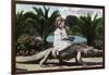 Los Angeles, California - Girl Riding Alligator at the Farm-Lantern Press-Framed Art Print