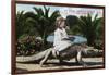 Los Angeles, California - Girl Riding Alligator at the Farm-Lantern Press-Framed Art Print