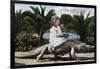 Los Angeles, California - Girl Riding Alligator at the Farm-Lantern Press-Framed Art Print