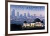 Los Angeles, California - Griffith Observatory and Skyline-Lantern Press-Framed Art Print