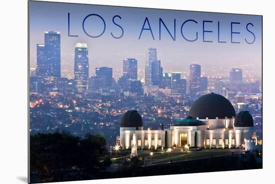 Los Angeles, California - Griffith Observatory and Skyline-Lantern Press-Mounted Premium Giclee Print