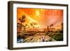 Los Angeles, California - Highway and Palms-Lantern Press-Framed Art Print