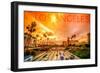 Los Angeles, California - Highway and Palms-Lantern Press-Framed Art Print