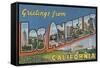 Los Angeles, California - Large Letter Scenes-Lantern Press-Framed Stretched Canvas