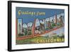 Los Angeles, California - Large Letter Scenes-Lantern Press-Framed Art Print