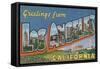 Los Angeles, California - Large Letter Scenes-Lantern Press-Framed Stretched Canvas