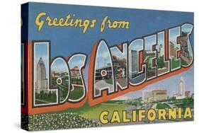 Los Angeles, California - Large Letter Scenes-Lantern Press-Stretched Canvas