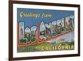 Los Angeles, California - Large Letter Scenes-Lantern Press-Framed Art Print