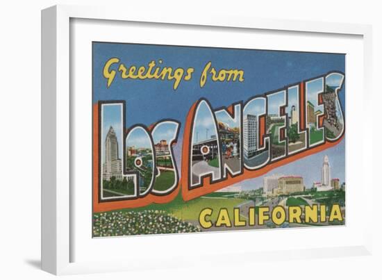 Los Angeles, California - Large Letter Scenes-Lantern Press-Framed Art Print