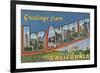 Los Angeles, California - Large Letter Scenes-Lantern Press-Framed Premium Giclee Print