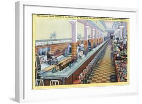 Los Angeles, California - Longest Lunch Counter in Woolworth on Broadway-Lantern Press-Framed Art Print