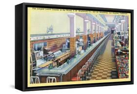 Los Angeles, California - Longest Lunch Counter in Woolworth on Broadway-Lantern Press-Framed Stretched Canvas