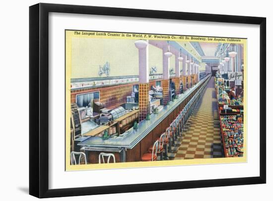 Los Angeles, California - Longest Lunch Counter in Woolworth on Broadway-Lantern Press-Framed Art Print