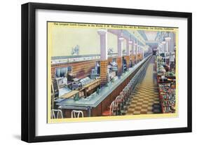 Los Angeles, California - Longest Lunch Counter in Woolworth on Broadway-Lantern Press-Framed Art Print