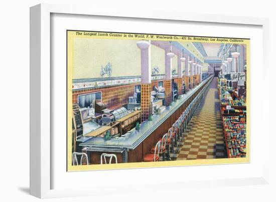 Los Angeles, California - Longest Lunch Counter in Woolworth on Broadway-Lantern Press-Framed Art Print