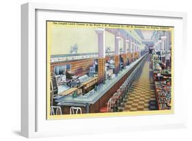 Los Angeles, California - Longest Lunch Counter in Woolworth on Broadway-Lantern Press-Framed Art Print