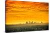 Los Angeles, California - Orange Skyline-Lantern Press-Stretched Canvas