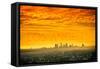 Los Angeles, California - Orange Skyline-Lantern Press-Framed Stretched Canvas