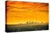 Los Angeles, California - Orange Skyline-Lantern Press-Stretched Canvas