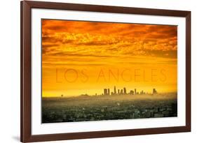 Los Angeles, California - Orange Skyline-Lantern Press-Framed Art Print