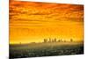 Los Angeles, California - Orange Skyline-Lantern Press-Mounted Art Print