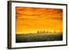 Los Angeles, California - Orange Skyline-Lantern Press-Framed Art Print