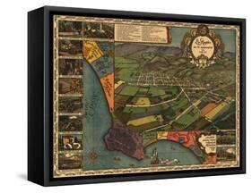 Los Angeles, California - Panoramic Map No. 1-Lantern Press-Framed Stretched Canvas