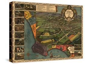 Los Angeles, California - Panoramic Map No. 1-Lantern Press-Stretched Canvas