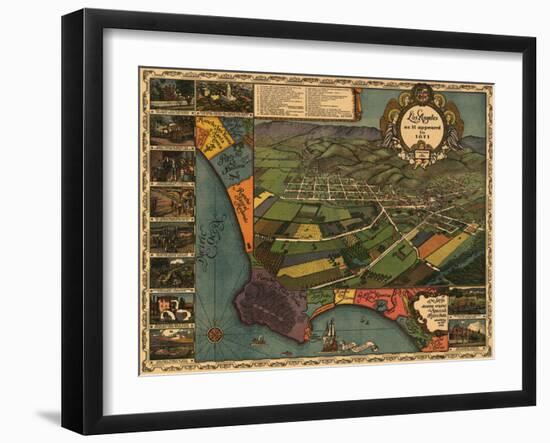 Los Angeles, California - Panoramic Map No. 1-Lantern Press-Framed Art Print