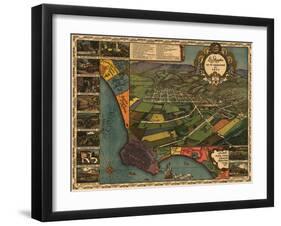 Los Angeles, California - Panoramic Map No. 1-Lantern Press-Framed Art Print