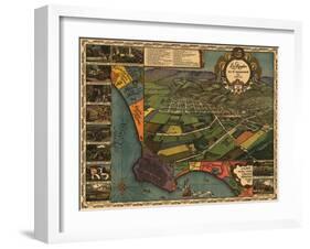 Los Angeles, California - Panoramic Map No. 1-Lantern Press-Framed Art Print