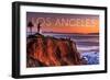 Los Angeles, California - Point Vincent Lighthouse and Sunset-Lantern Press-Framed Art Print