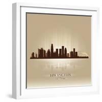 Los Angeles, California Skyline City Silhouette-Yurkaimmortal-Framed Art Print