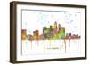 Los Angeles California Skyline MCLR 1-Marlene Watson-Framed Giclee Print