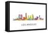 Los Angeles California Skyline-Marlene Watson-Framed Stretched Canvas