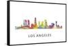 Los Angeles California Skyline-Marlene Watson-Framed Stretched Canvas