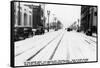 Los Angeles, California - Snow on South Broadway-Lantern Press-Framed Stretched Canvas