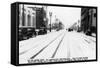 Los Angeles, California - Snow on South Broadway-Lantern Press-Framed Stretched Canvas