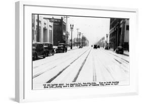 Los Angeles, California - Snow on South Broadway-Lantern Press-Framed Art Print