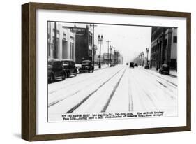 Los Angeles, California - Snow on South Broadway-Lantern Press-Framed Art Print